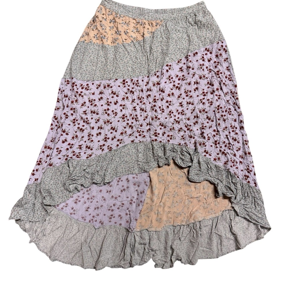 American Eagle Skirt Ae High-waisted Printed Hi Low Midi Skirt‎ Large Whimsical